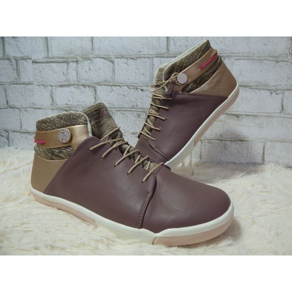 Plae Abra WP Siltstone Gold Drawstring Adjust High Top Sneakers 11.5 NEW